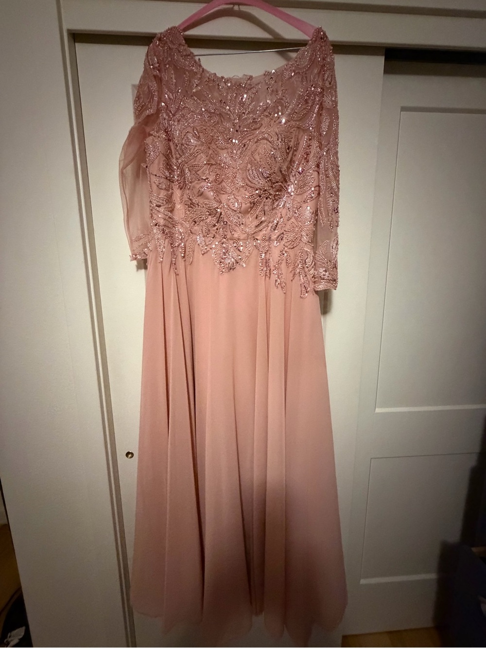 Elegant Dusty Pink Embellished Wedding Gown